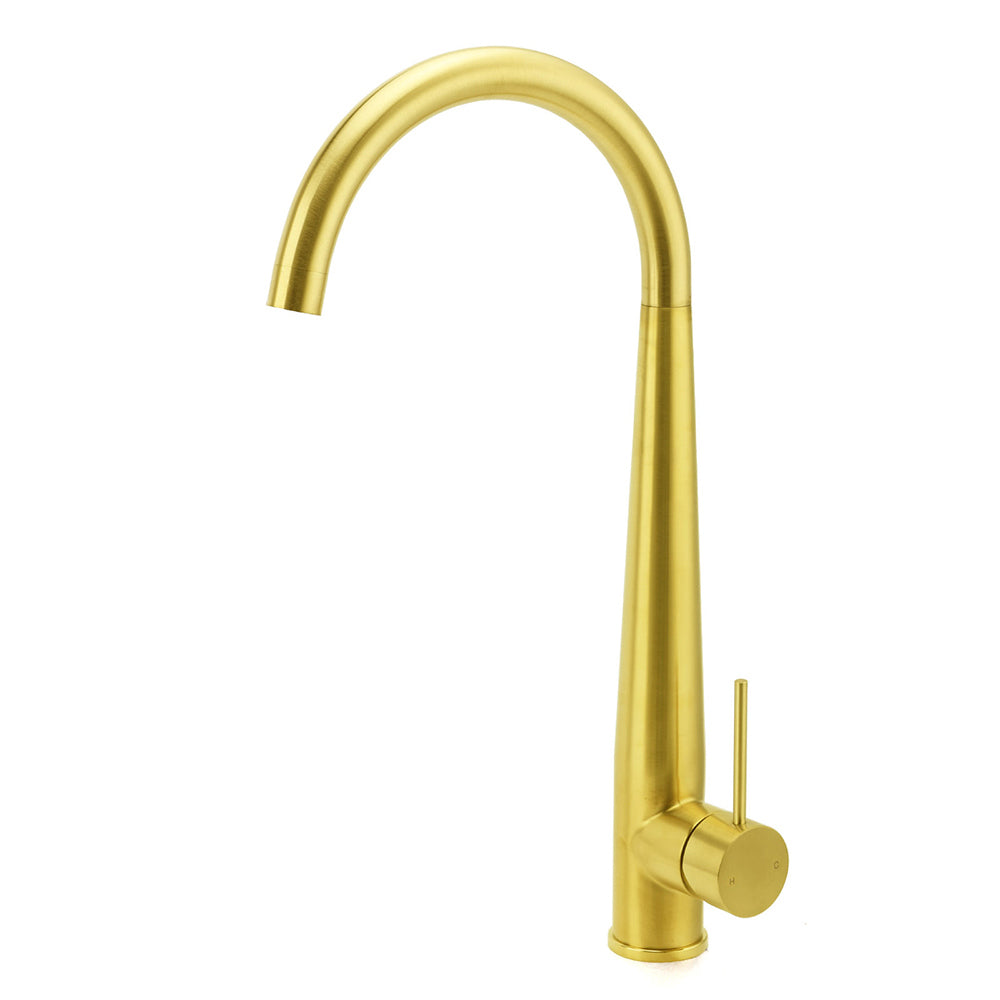 Brushed Gold Round Kitchen Mixer Sink Tap 360 Swivel Basin Laundry Faucet Spout V1233-KRD509G
