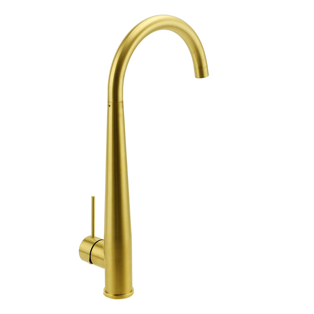Brushed Gold Round Kitchen Mixer Sink Tap 360 Swivel Basin Laundry Faucet Spout V1233-KRD509G