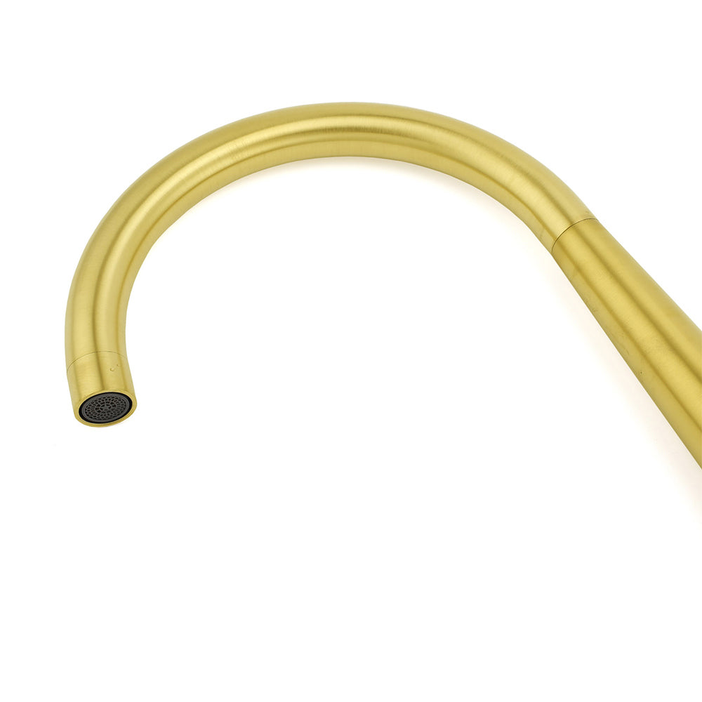 Brushed Gold Round Kitchen Mixer Sink Tap 360 Swivel Basin Laundry Faucet Spout V1233-KRD509G