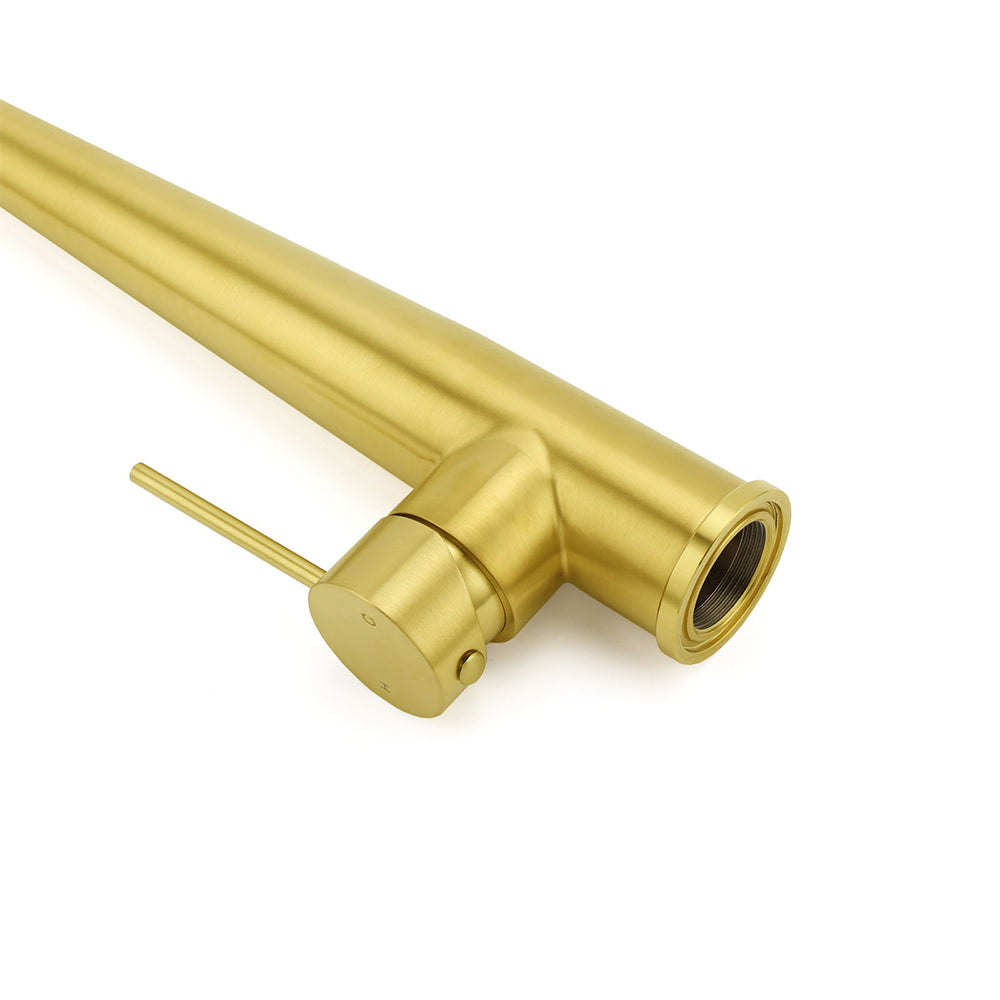 Brushed Gold Round Kitchen Mixer Sink Tap 360 Swivel Basin Laundry Faucet Spout V1233-KRD509G