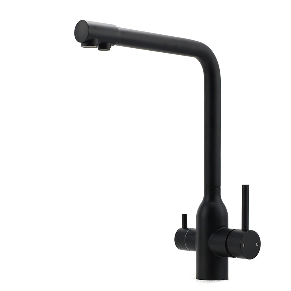 Matt Black 3 Ways Kitchen Mixer Tap Pury Water Sink Faucet 360 Swivel Spout Outlet V1233-KRD511B