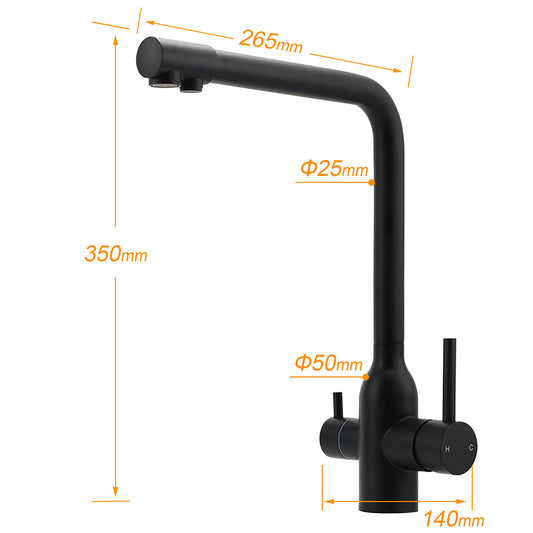 Matt Black 3 Ways Kitchen Mixer Tap Pury Water Sink Faucet 360 Swivel Spout Outlet V1233-KRD511B