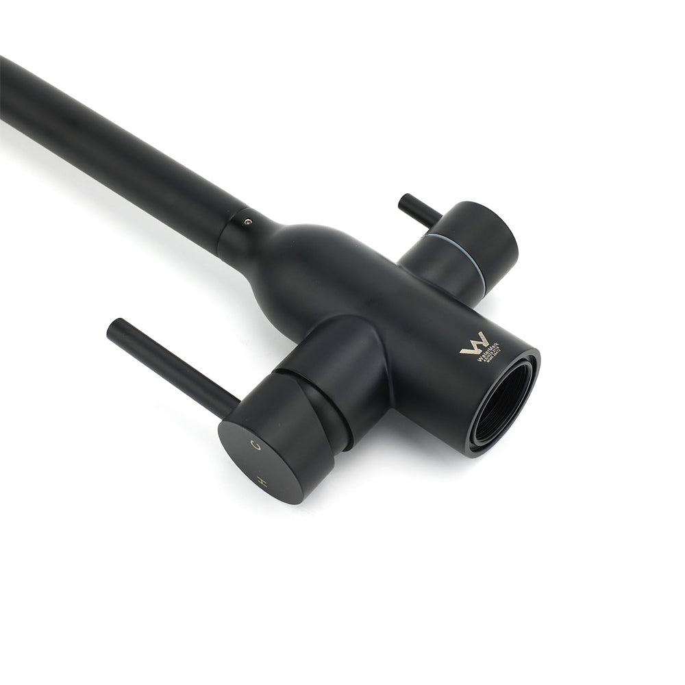 Matt Black 3 Ways Kitchen Mixer Tap Pury Water Sink Faucet 360 Swivel Spout Outlet V1233-KRD511B