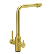 WELS Brushed Gold 3 Ways Kitchen Mixer Tap Swivel Spout Pure Water Sink Faucet Set V1233-KRD511BG