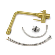 WELS Brushed Gold 3 Ways Kitchen Mixer Tap Swivel Spout Pure Water Sink Faucet Set V1233-KRD511BG