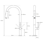 WELS Brushed Nickel Round Pull Out 2 Modes Spout Kitchen Sink Tap Laundry Mixer V1233-KRD512BS