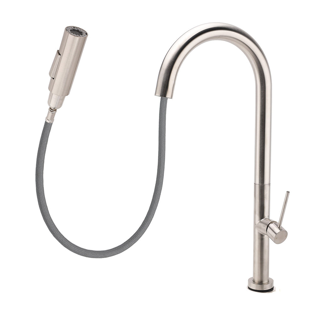 WELS Brushed Nickel Round Pull Out 2 Modes Spout Kitchen Sink Tap Laundry Mixer V1233-KRD512BS