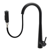Round Matt Black Pull Out Kitchen Sink Tap Laundry Basin Mixer 2 Way Spout Set V1233-KRD5152B