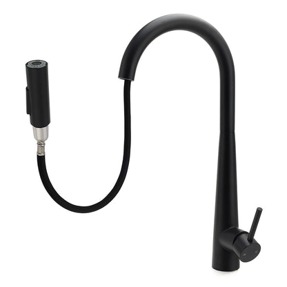 Round Matt Black Pull Out Kitchen Sink Tap Laundry Basin Mixer 2 Way Spout Set V1233-KRD5152B