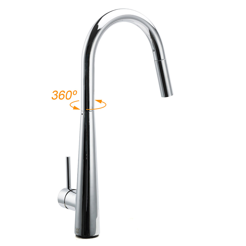 WELS Chrome 360 Swivel Pull Out Kitchen Tap Sink Mixer Faucet Spout 2 Way Outlet V1233-KRD5152CR
