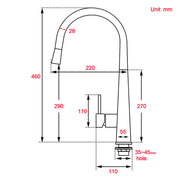 WELS Chrome 360 Swivel Pull Out Kitchen Tap Sink Mixer Faucet Spout 2 Way Outlet V1233-KRD5152CR