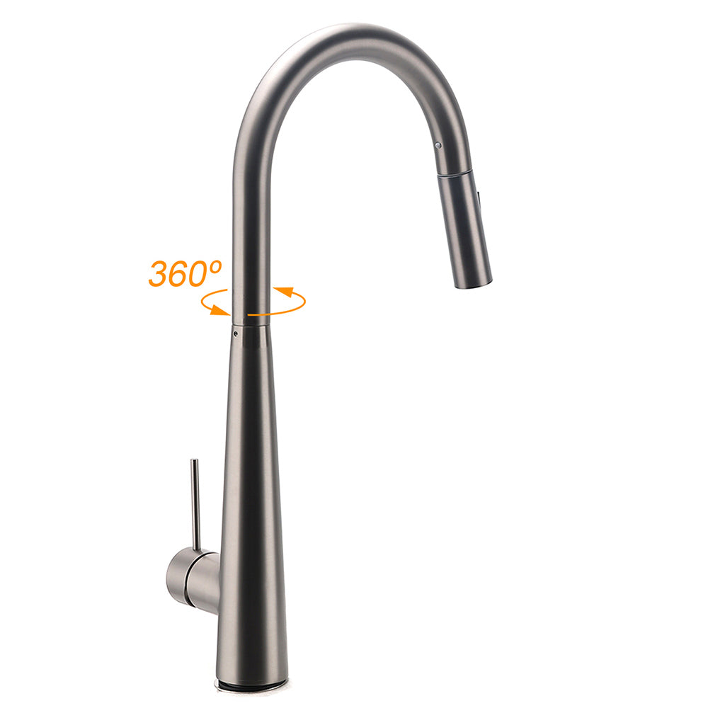 WELS Gun Metal Pull Out 2 Modes Spray Spout Kitchen Sink Tap Basin Faucet Mixer V1233-KRD5152GM