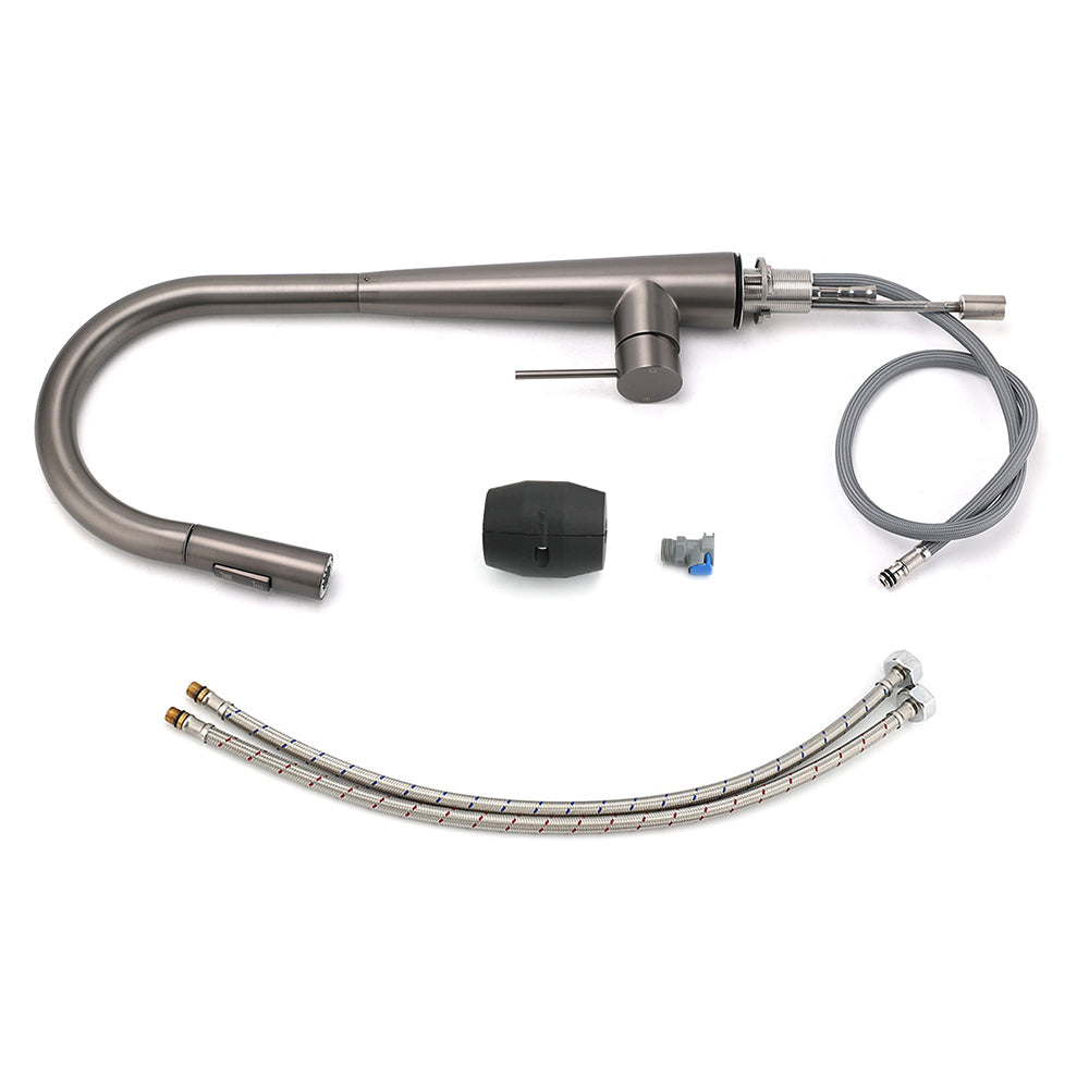 WELS Gun Metal Pull Out 2 Modes Spray Spout Kitchen Sink Tap Basin Faucet Mixer V1233-KRD5152GM