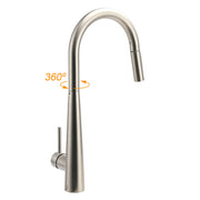 Brushed Nickel Pull Out Kitchen Tap Sink Mixer Faucet Spout 2 Modes Spray Outlet V1233-KRD5152N