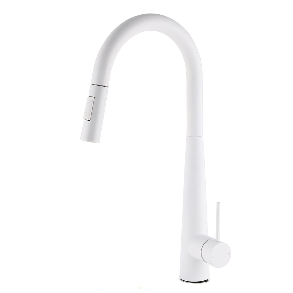 Matte White 2 Modes Spray Kitchen Mixer Pull Out Sink Tap Laundry Swivel Faucet V1233-KRD5152W