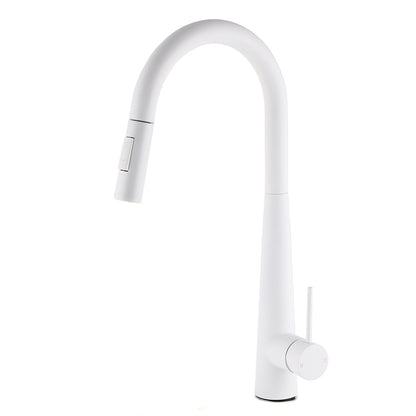 Matte White 2 Modes Spray Kitchen Mixer Pull Out Sink Tap Laundry Swivel Faucet V1233-KRD5152W