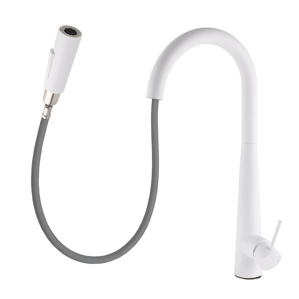 Matte White 2 Modes Spray Kitchen Mixer Pull Out Sink Tap Laundry Swivel Faucet V1233-KRD5152W