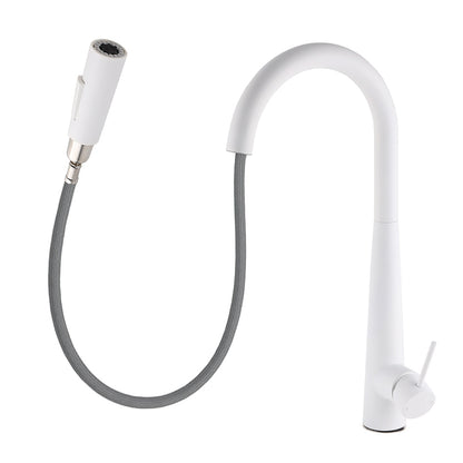 Matte White 2 Modes Spray Kitchen Mixer Pull Out Sink Tap Laundry Swivel Faucet V1233-KRD5152W