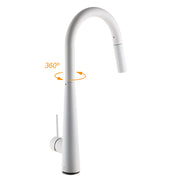Matte White 2 Modes Spray Kitchen Mixer Pull Out Sink Tap Laundry Swivel Faucet V1233-KRD5152W