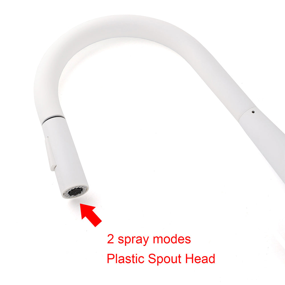 Matte White 2 Modes Spray Kitchen Mixer Pull Out Sink Tap Laundry Swivel Faucet V1233-KRD5152W