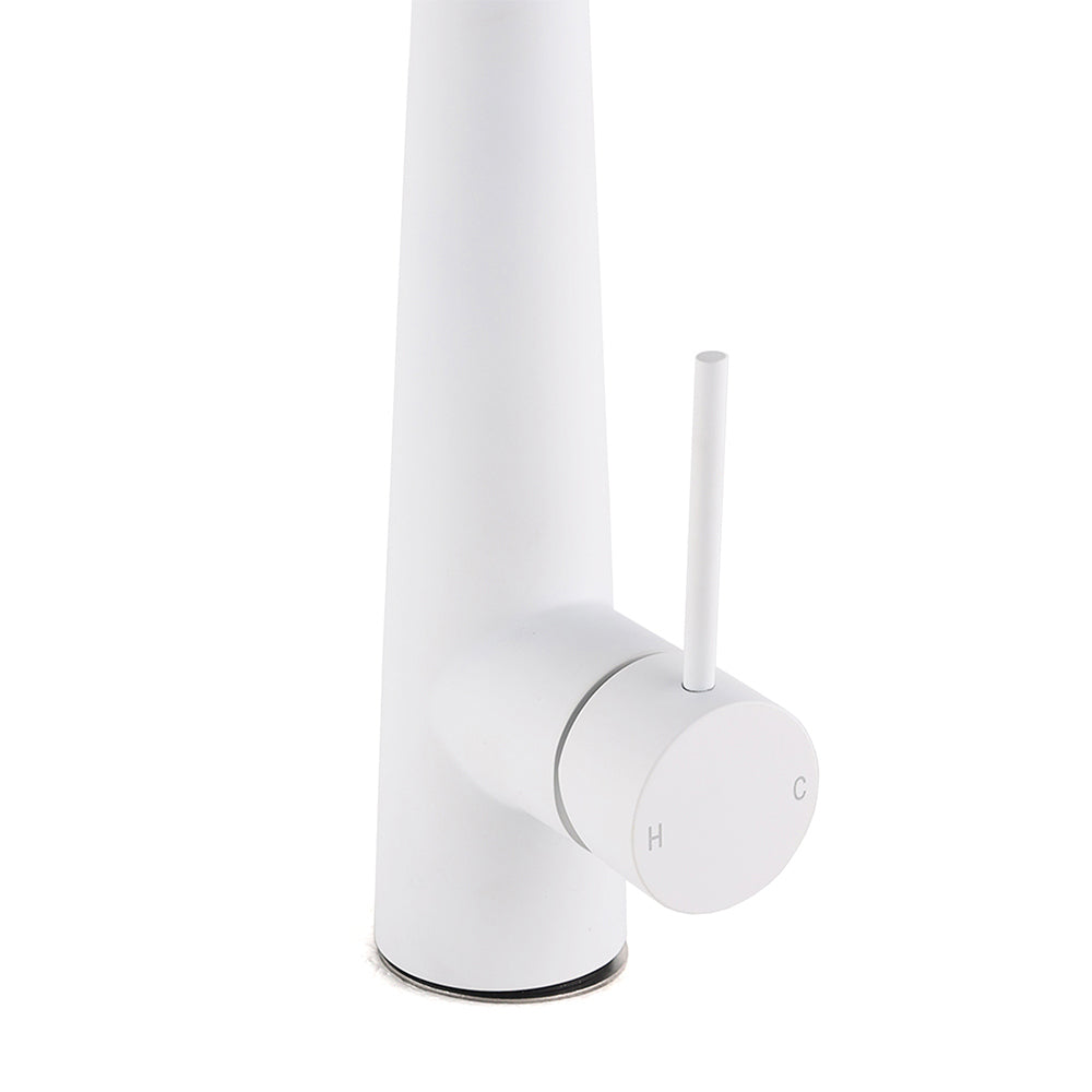 Matte White 2 Modes Spray Kitchen Mixer Pull Out Sink Tap Laundry Swivel Faucet V1233-KRD5152W