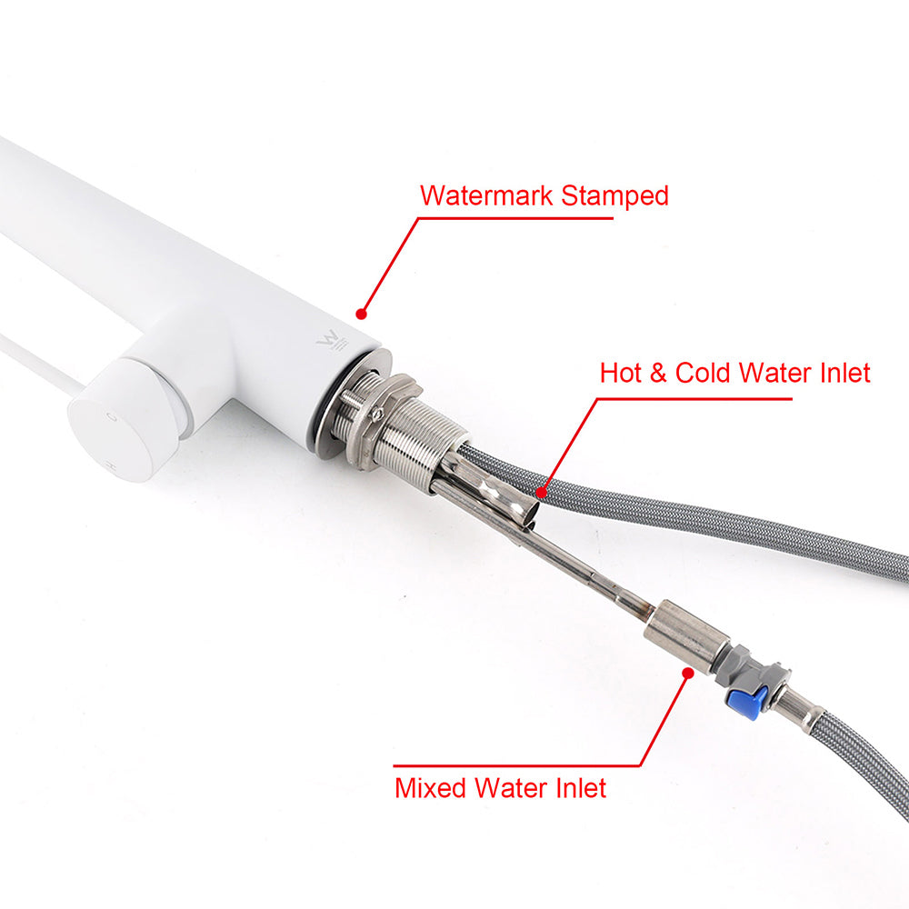 Matte White 2 Modes Spray Kitchen Mixer Pull Out Sink Tap Laundry Swivel Faucet V1233-KRD5152W