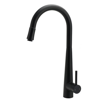 Matt Black Pull Out Long Hose Kitchen Sink Tap Round Basin Mixer Faucet Spout V1233-KRD515B