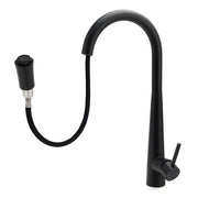 Matt Black Pull Out Long Hose Kitchen Sink Tap Round Basin Mixer Faucet Spout V1233-KRD515B