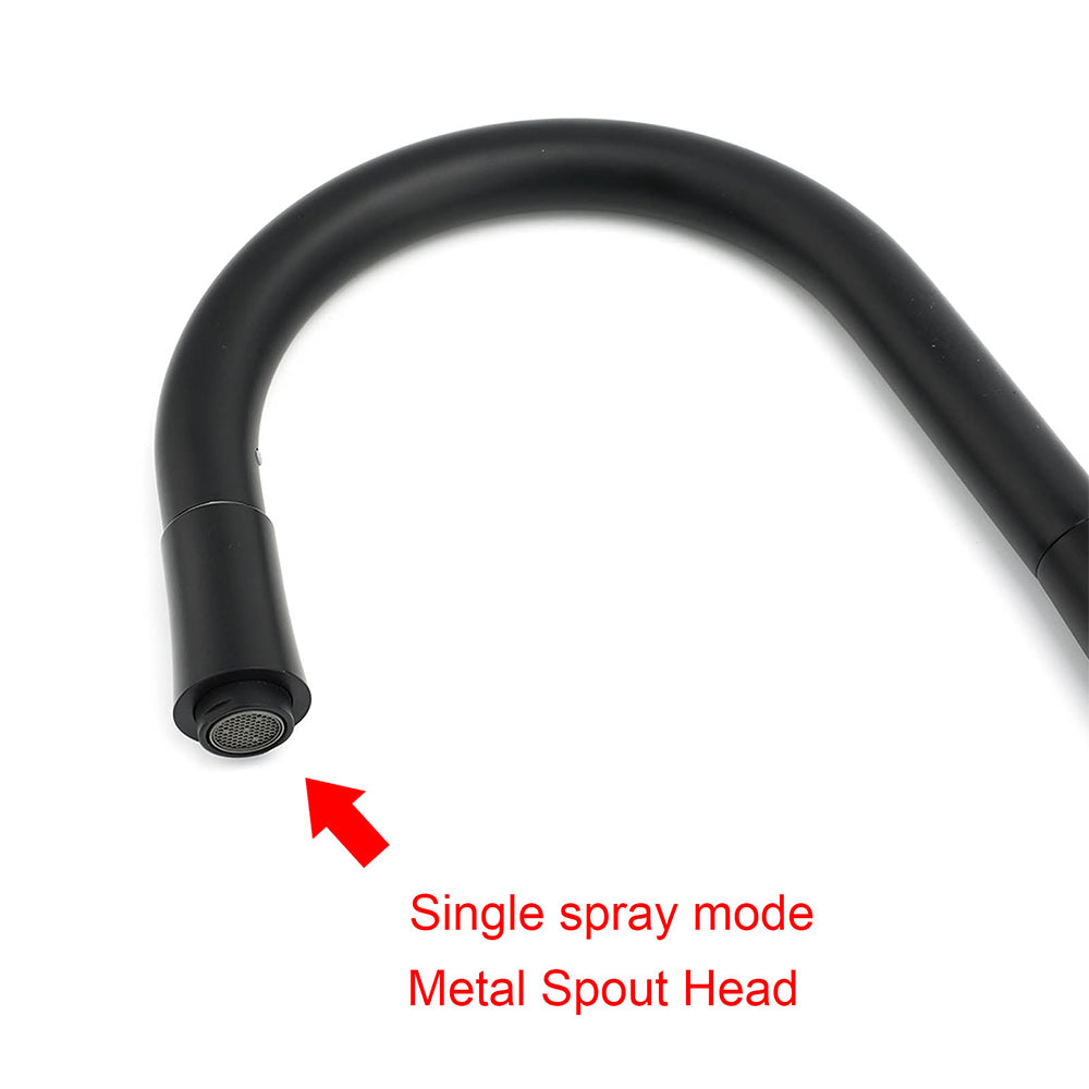 Matt Black Pull Out Long Hose Kitchen Sink Tap Round Basin Mixer Faucet Spout V1233-KRD515B