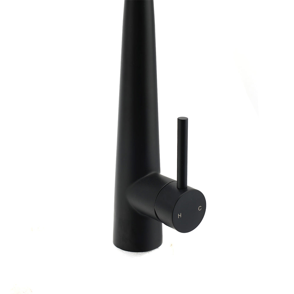 Matt Black Pull Out Long Hose Kitchen Sink Tap Round Basin Mixer Faucet Spout V1233-KRD515B