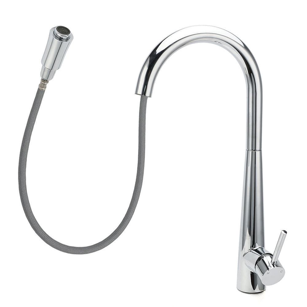 WELS Chrome Pull Out Kitchen Sink Tap Round Basin Mixer Faucet Flexible Spout V1233-KRD515CR