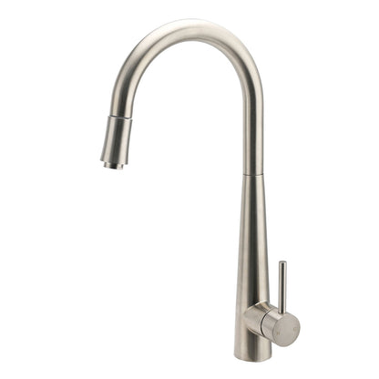 Brushed Nickel Silver Round Pull Out Kitchen Sink Tap Mixer Faucet Spout Outlet V1233-KRD515N