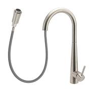Brushed Nickel Silver Round Pull Out Kitchen Sink Tap Mixer Faucet Spout Outlet V1233-KRD515N