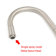 Brushed Nickel Silver Round Pull Out Kitchen Sink Tap Mixer Faucet Spout Outlet V1233-KRD515N
