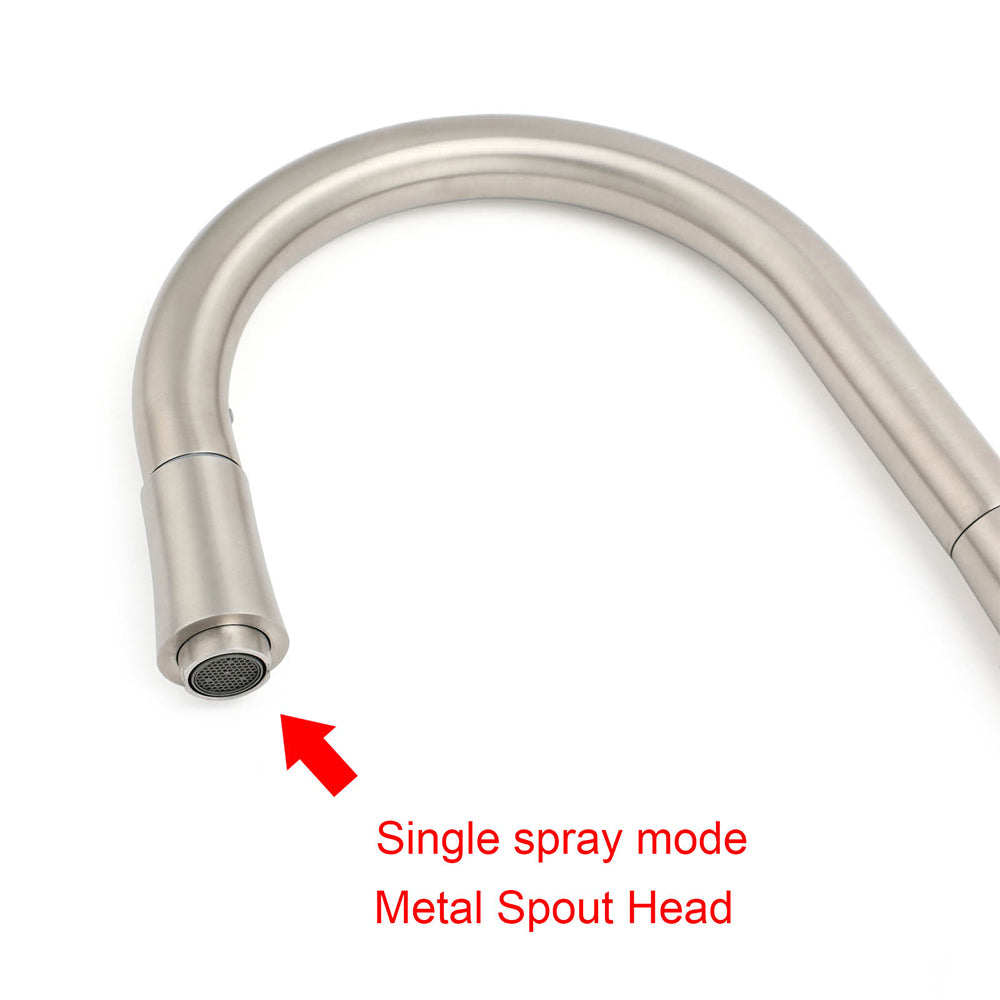 Brushed Nickel Silver Round Pull Out Kitchen Sink Tap Mixer Faucet Spout Outlet V1233-KRD515N