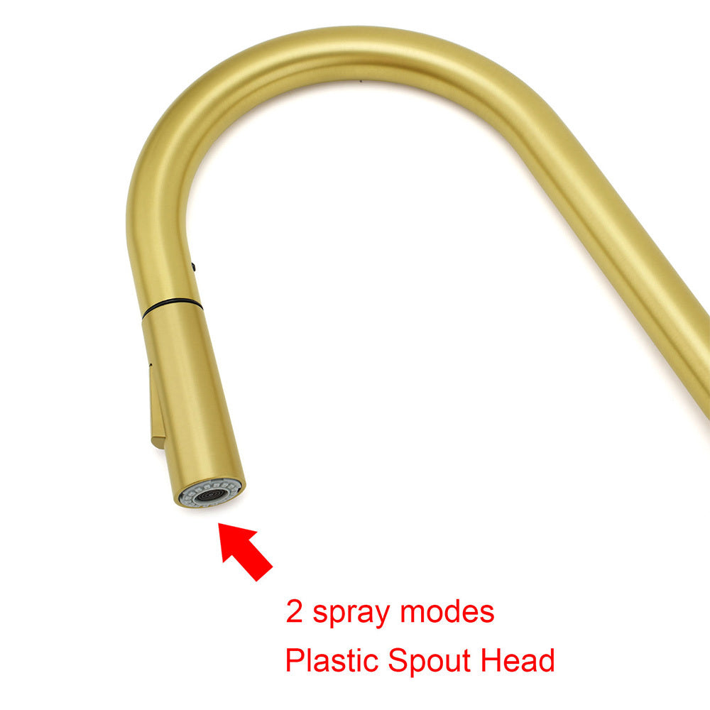 WELS Brushed Gold Pull Out Kitchen Sink Tap Basin Mixer Faucet 2 Modes Spout Set V1233-KRD519BG