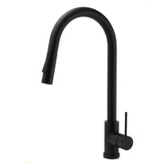 Matt Black Round Pull Out Down Kitchen Sink Tap Laundry Basin Mixer 2 Way Spout V1233-KRD519BL