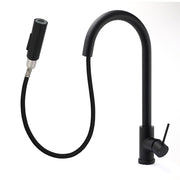 Matt Black Round Pull Out Down Kitchen Sink Tap Laundry Basin Mixer 2 Way Spout V1233-KRD519BL