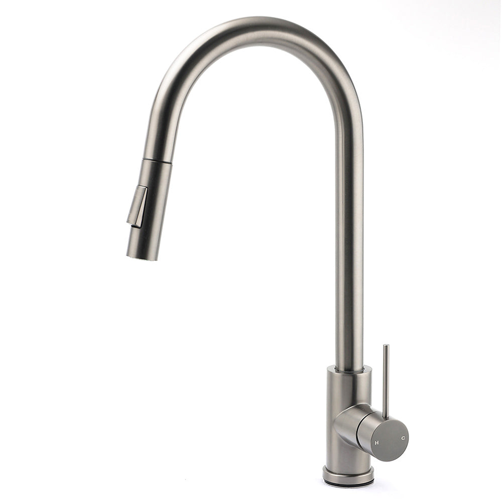 WELS Gun Metal Pull Out Kitchen Sink Tap Basin Mixer Faucet Flexible 2 Way Spout V1233-KRD519GM
