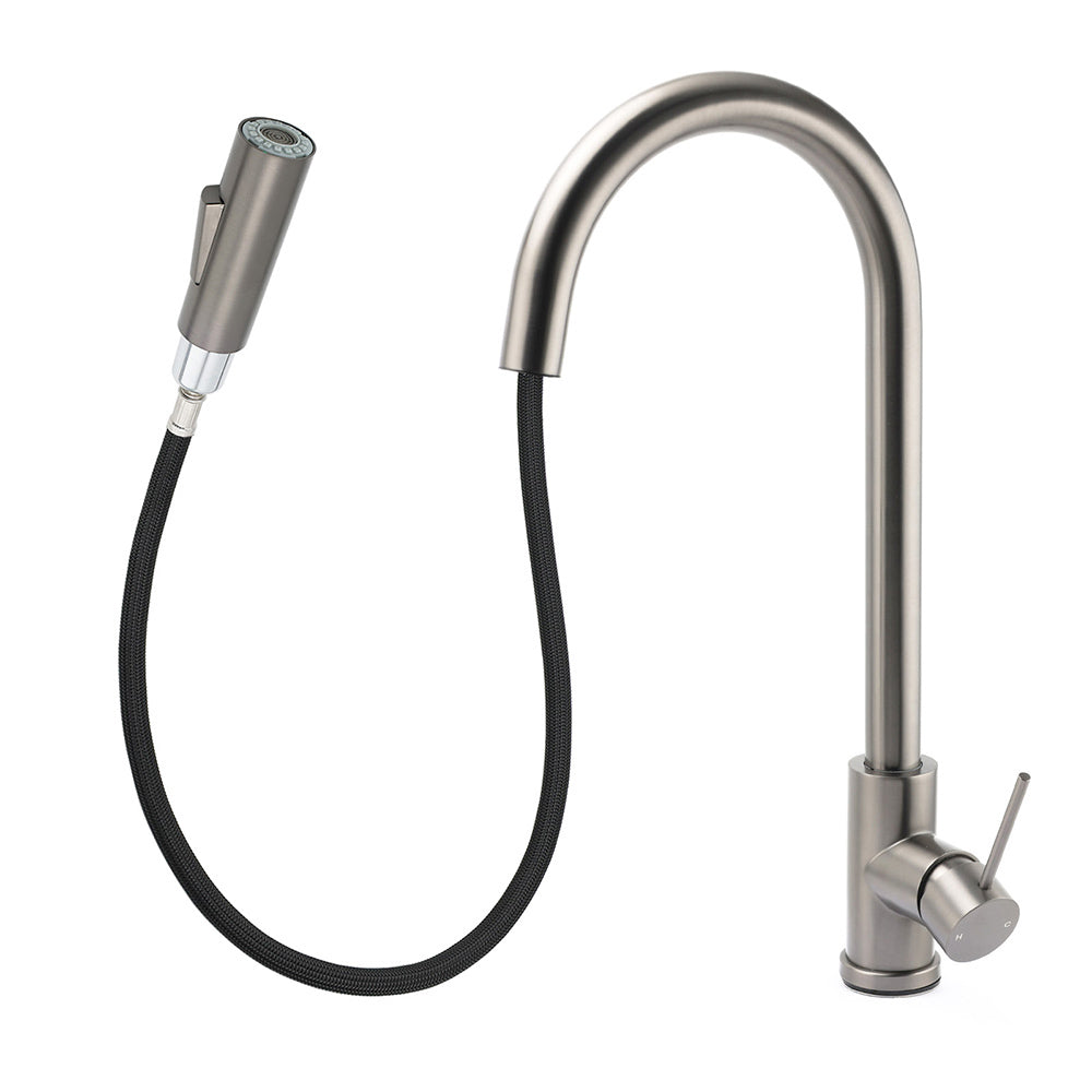 WELS Gun Metal Pull Out Kitchen Sink Tap Basin Mixer Faucet Flexible 2 Way Spout V1233-KRD519GM