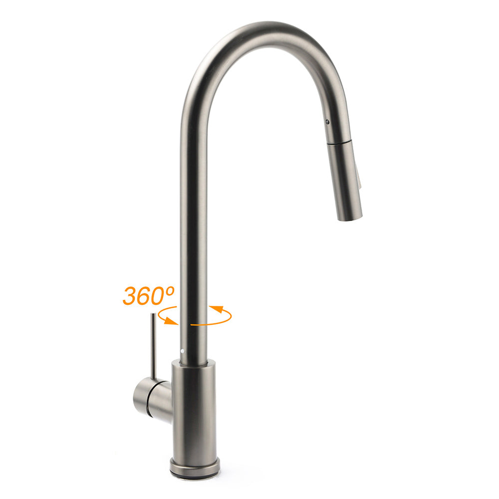 WELS Gun Metal Pull Out Kitchen Sink Tap Basin Mixer Faucet Flexible 2 Way Spout V1233-KRD519GM