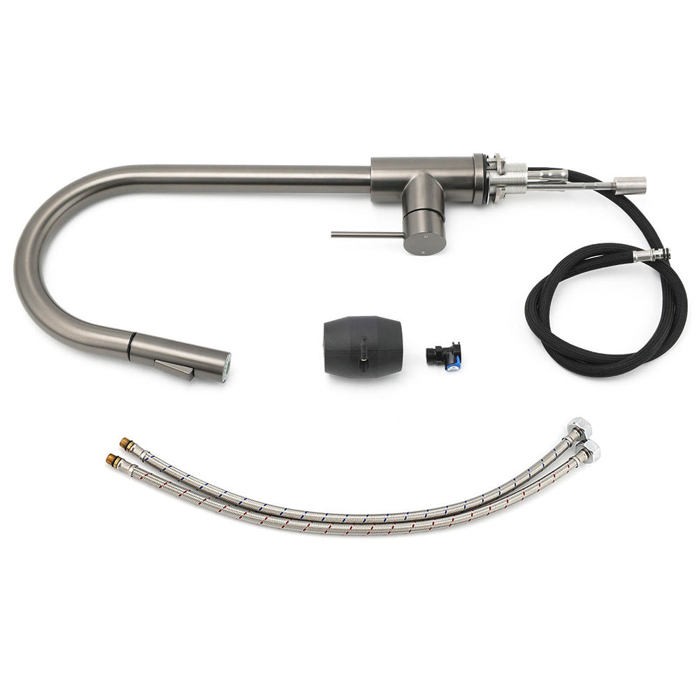 WELS Gun Metal Pull Out Kitchen Sink Tap Basin Mixer Faucet Flexible 2 Way Spout V1233-KRD519GM