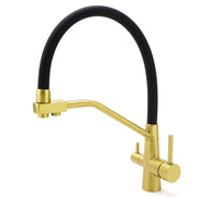 WELS Brushed Gold 3-Way Pure Drink Water Kitchen Mixer Sink Tap Pull Out Spout V1233-KRD526BG