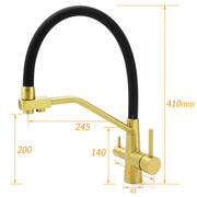 WELS Brushed Gold 3-Way Pure Drink Water Kitchen Mixer Sink Tap Pull Out Spout V1233-KRD526BG