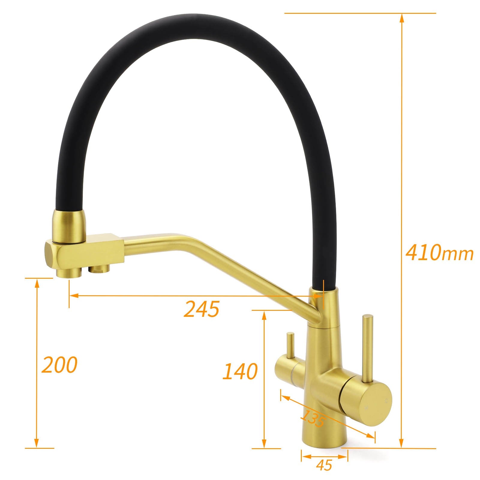 WELS Brushed Gold 3-Way Pure Drink Water Kitchen Mixer Sink Tap Pull Out Spout V1233-KRD526BG