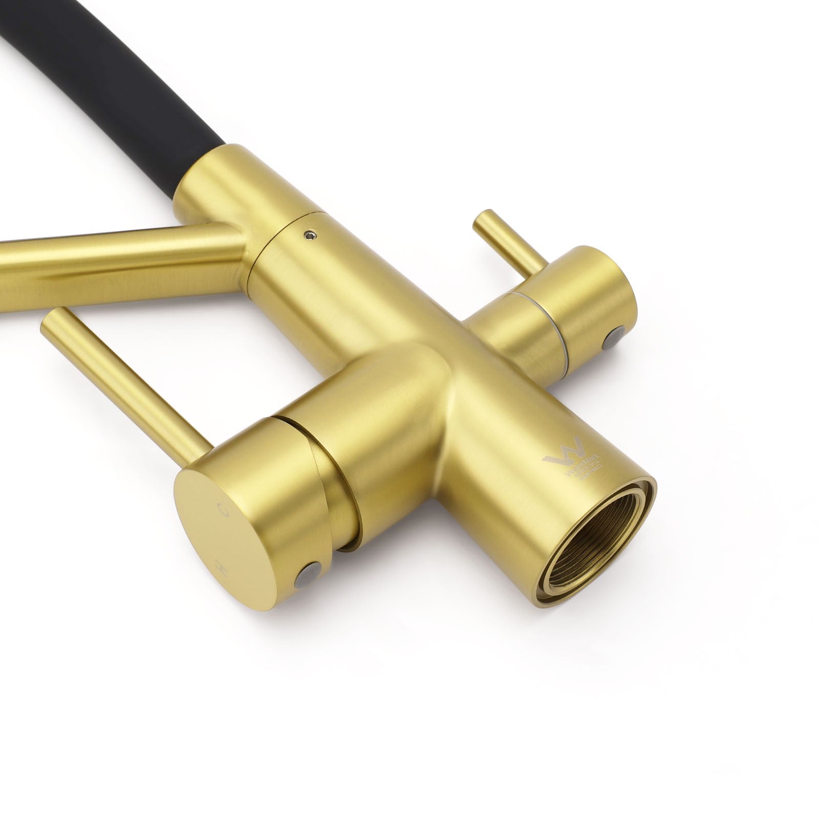 WELS Brushed Gold 3-Way Pure Drink Water Kitchen Mixer Sink Tap Pull Out Spout V1233-KRD526BG