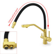 WELS Brushed Gold 3-Way Pure Drink Water Kitchen Mixer Sink Tap Pull Out Spout V1233-KRD526BG
