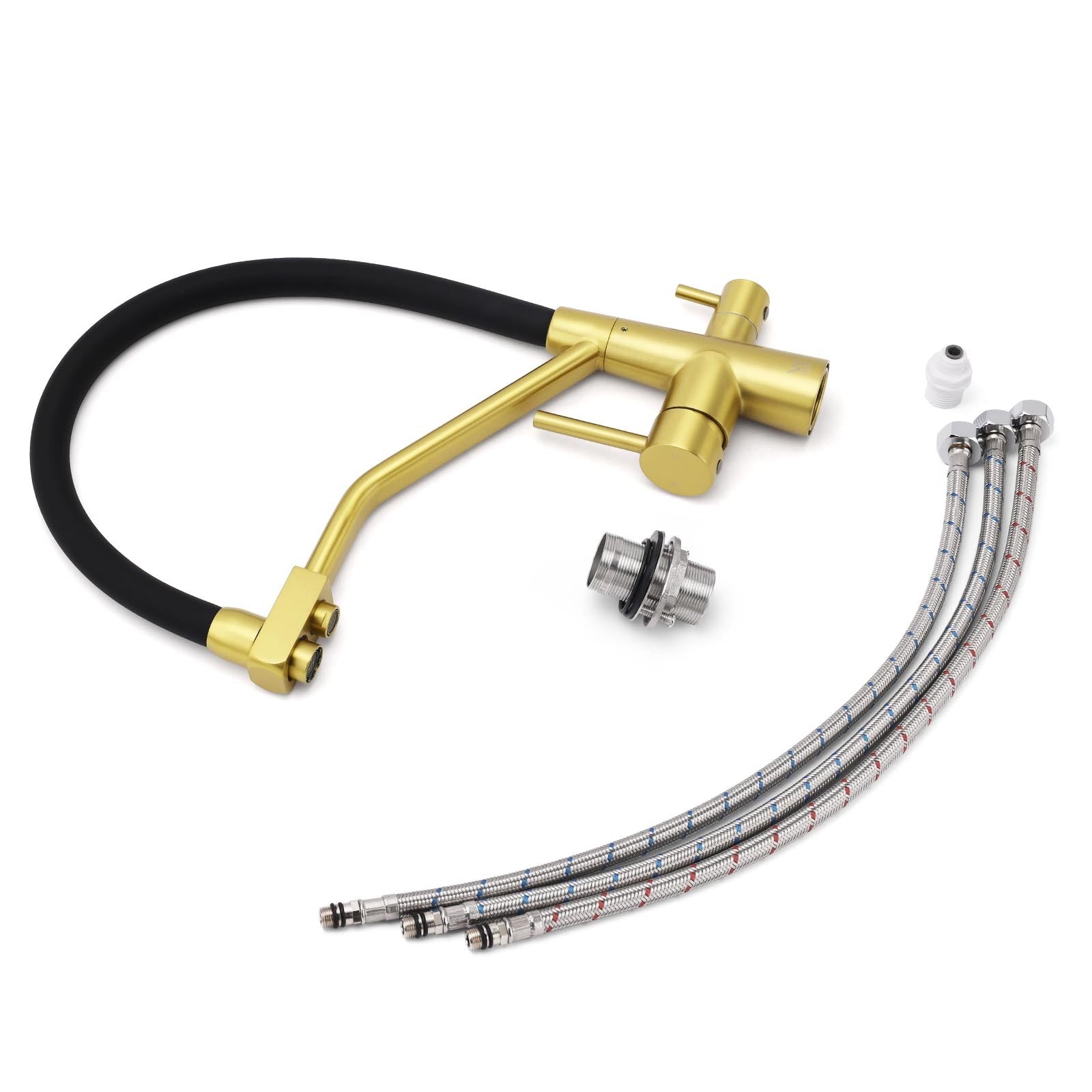 WELS Brushed Gold 3-Way Pure Drink Water Kitchen Mixer Sink Tap Pull Out Spout V1233-KRD526BG