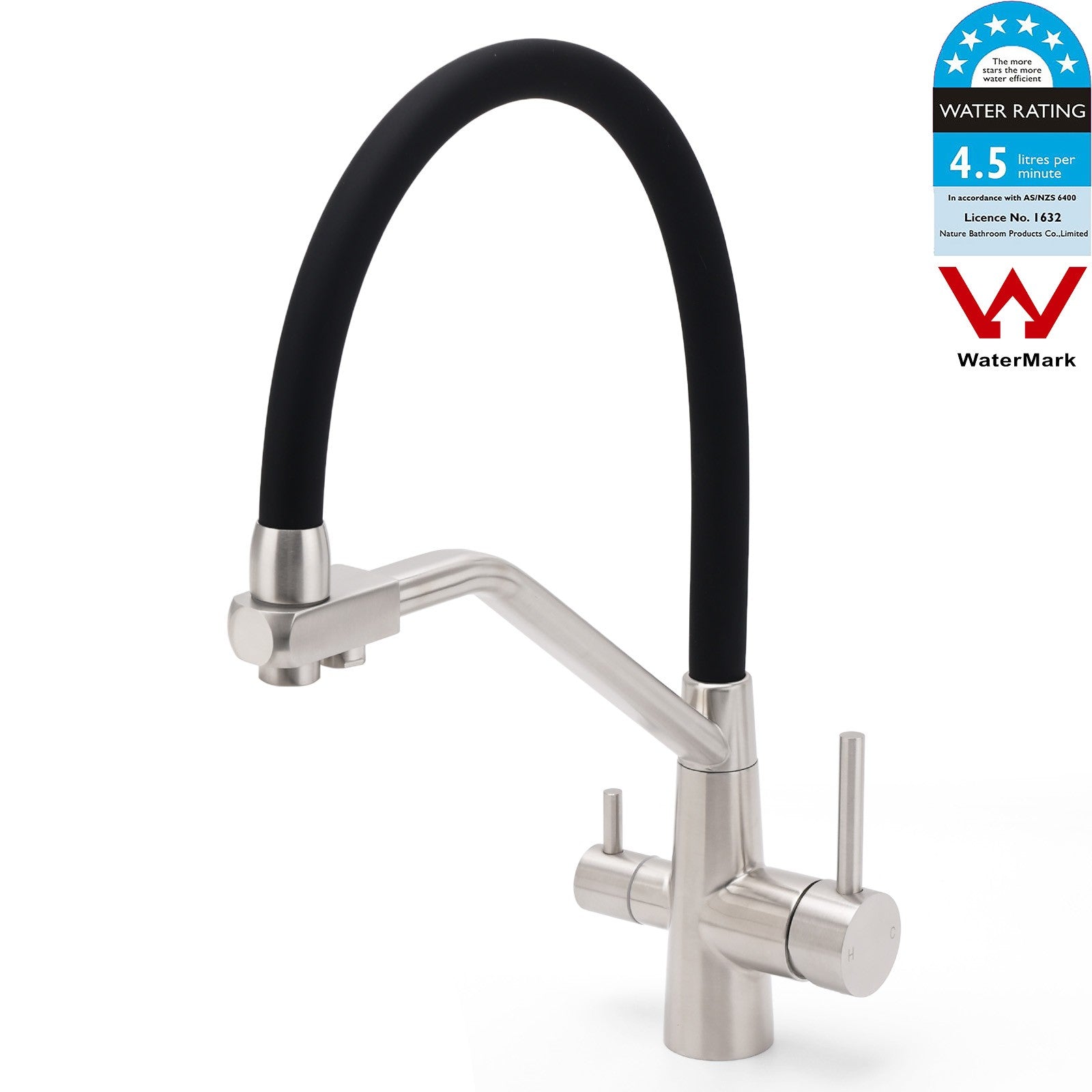 Brushed Nickel 3 Way Pull Down Kitchen Mixer Pure Drinking Water Sink Tap Spout V1233-KRD526BS