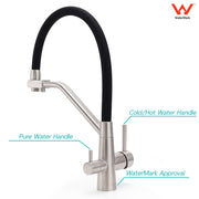 Brushed Nickel 3 Way Pull Down Kitchen Mixer Pure Drinking Water Sink Tap Spout V1233-KRD526BS